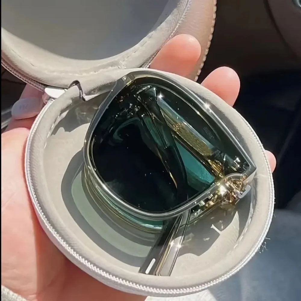 Foldable Square Frame Sunglasses, High-Quality Polarized Lenses, With Case - Picture 3 of 7
